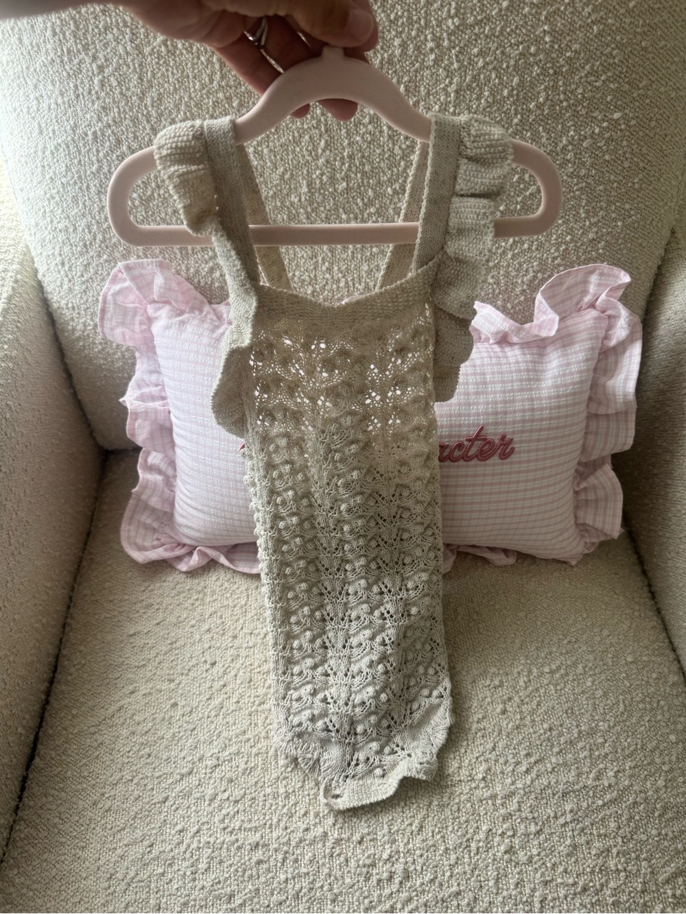 Zara Cream Knit Crochet Baby One-Piece
